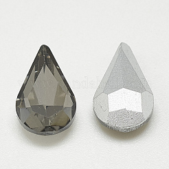 ポイントガラスラインストーンカボション  バックメッキ  多面カット  ティアドロップ  ブラックダイヤモンド  8x5x3mm&nbsp;RGLA-T082-5x8mm-03