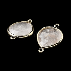 真鍮製コネクタチャーム  天然混合石  ラックめっき  ティアドロップ  24.5x18x7mm  穴：1.6mm&nbsp;G-H323-01G