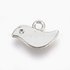 チベット風合金チャーム  カドミウムフリー＆ニッケルフリー＆鉛フリー  鳥  プラチナ  7x11x1mm  穴：1mm&nbsp;TIBEP-A18898-P-FF