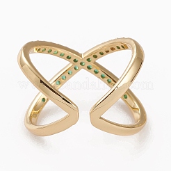 Brass Micro Pave Cubic Zirconia Cuff Rings&nbsp;RJEW-C101-13G-E