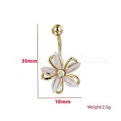 Flower Brass Cubic Zirconia Curved Barbell Belly Rings&nbsp;FS-WG56D26-01