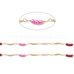 Brass & ABS Imitation Pearl Beaded Chain&nbsp;CHC-D029-21G