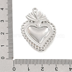 304ステンレスペンダント  神聖な心のチャーム  ステンレス鋼色  36.5x26x3.5mm  穴：2mm&nbsp;SA-CBAB767-07P