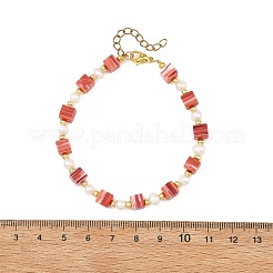 Handmade Nepalese Lampwork Cube and Natural Pearl Beaded Bracelets&nbsp;BJEW-JB14481