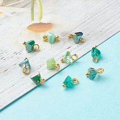 電気メッキガラスチャーム  真鍮ボールヘッドピン付き  三角形  アクアマリン  8x6x4.5mm  穴：1.8mm&nbsp;PALLOY-JF00821-06