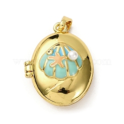 Brass Enamel Locket Pendants&nbsp;KK-F912-06G