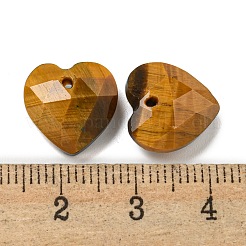 天然タイガーアイのファセットハートチャーム  13x13x6mm  穴：1mm&nbsp;G-G123-01E