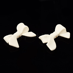 スプレー塗装ccbプラスチックビーズ  蝶結び  ホワイト  24x33x7.5mm  穴：1.6mm&nbsp;CCB-Q091-008G