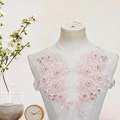 1Pair Flower Shape Polyester & Sequin Embroidery Cloth Iron On Patches&nbsp;DIY-CY0003-82B