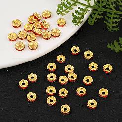 真鍮グレードラインストーンビーズ  ロンデル  ニッケルフリー  ゴールドカラー  ライトシャム  6x3mm  穴：1mm&nbsp;RSB028NF-08G