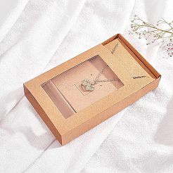 折りたたみ式引き出しタイプクリエイティブクラフト紙箱  ウェディング記念品ボックス  賛成ボックス  紙ギフトボックス  長方形  バリーウッド  11.5x8.5x2.5cm&nbsp;LS-CON-WH0077-12