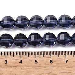 ファセットラウンドK9ガラス  模造オーストリアクリスタルビーズ連売り  グレードAAA  プルシアンブルー  10mm  穴：0.9~1mm  約40個/連  15.7インチ&nbsp;G-M182-10mm-20A