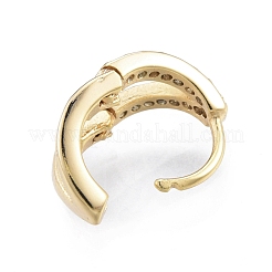 クリアキュービックジルコニアダブルラインフープピアス  女性のための真鍮のアクセサリー  18KGP本金メッキ  9x9x6mm  ピン：0.8mm&nbsp;EJEW-C048-04G