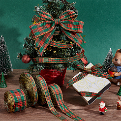 Red and Green Checkered Christmas Polycotton Ribbon&nbsp;OCOR-PH0005-70