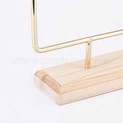 鉄3層イヤリングディスプレイスタンド  ぶら下げイヤリング  木製台座付き  ゴールドカラー  25.4x25.2x5.1cm&nbsp;EDIS-E025-03