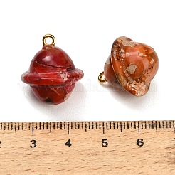 染色された合成インペリアルジャスパーのペンダント  鉄パーツ  惑星チャーム  ゴールドカラー  ミックスカラー  20x18mm  穴：1.8mm&nbsp;GG-CBAA20A-10G-02
