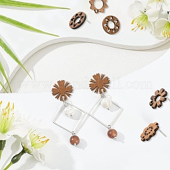 22Pcs 11 Styles Walnut Wood Stud Earring Findings&nbsp;MAK-CJ0001-17
