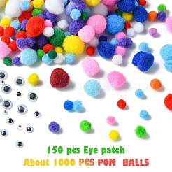 1150Pcs Pom Pom Yarn Pom Pom Balls and Wiggle Googly Eyes Cabochons&nbsp;DIY-YW0012-27