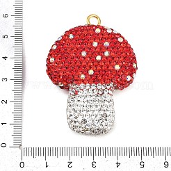 真鍮製ビッグサイズペンダントトップ  手作りポリマー粘土ラインストーン付き  キノコ  54.5x39x13mm  穴：4mm&nbsp;CLAY-C007-01A