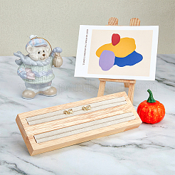 2 スロット ウッド リング ディスプレイ  指輪オーガナイザーホルダー  ベルベットと  ベージュ  19.2x6.2x1.7cm&nbsp;RDIS-WH0002-18A