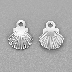 変色しない304ステンレススチールチャーム  シェル  ステンレス鋼色  7.5x5.5x0.8mm  穴：0.8mm&nbsp;X-STAS-F160-32P