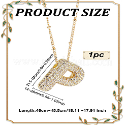 1Pc Brass Micro Pave Cubic Zirconia Letter Pendant Necklaces&nbsp;NJEW-LP0001-43P-G