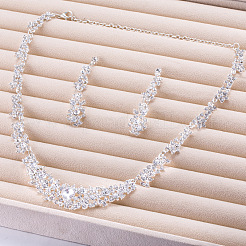 Flower Alloy Crystal Rhinestone Link Necklaces & Stud Dangle Earring Sets for Women&nbsp;FS-WG2AC0B-01