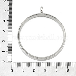 304ステンレススチールロケットペンダント  ガラスと  フラットラウンドのチャーム  ステンレス鋼色  51x44x6mm  穴：5mm&nbsp;STAS-S132-16P-07