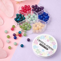 DIYジェムストーンブレスレット作成キット  染色および加熱された天然水晶丸ビーズ連売りを含む  伸縮性のある糸  ミックスカラー  8~8.5mm  穴：1.2mm  105個/セット&nbsp;DIY-YW0007-35