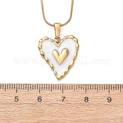 304 Stainless Steel White Enamel Pendant Necklaces for Women&nbsp;NJEW-F378-02G-01