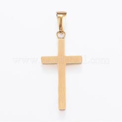 304ステンレスペンダント  ラテン十字架  ゴールドカラー  29.5x15x2.5mm  穴：7x3.5mm&nbsp;STAS-H350-09G