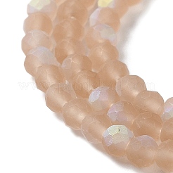 ジェイド風ガラスビーズ連売り  半分ABカラーメッキ  多面カット  艶消し  ロンデル  小麦  3.5x3mm  穴：1mm  約117個/連  13.66''~13.90インチ（34.7~35.3cm）&nbsp;EGLA-YW0003-19B-17