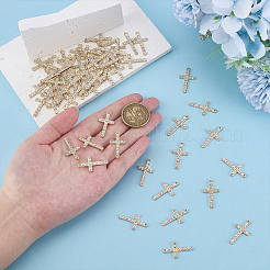 合金ラインストーンペンダント50個。  クロス  ゴールドカラー  26.5x14.5x2.5mm  穴：1.8mm&nbsp;FIND-ME0002-13G
