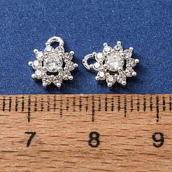 真鍮マイクロパヴェクリアキュービックジルコニアチャーム  花のチャーム  銀  9x8x3.5mm  穴：1.2mm&nbsp;CU-CBAEC99-24S
