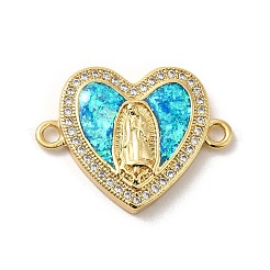 Rack Plating Brass Micro Pave Clear Cubic Zirconia Connector Charms&nbsp;KK-D088-41G