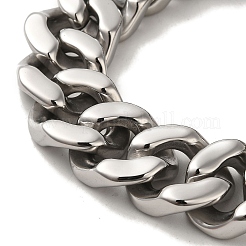 304ステンレススチールスカルキューバンリンクチェーンブレスレット女性男性用  アンティークシルバー  10-1/8インチ（25.6cm）&nbsp;BJEW-Q341-05D-AS