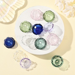透明ガラスビーズキャップ12色6個  マルチ花弁花  ミックスカラー  23.5~24x12~15mm  穴：4mm  2個/カラー&nbsp;GLAA-YW0004-84