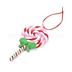 Christmas Lollipop Handmade Polymer Clay Pendant Decorations&nbsp;HJEW-P017-02F