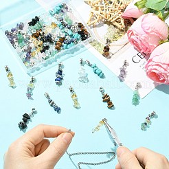 50Pcs 10 Style Natural & Synthetic Gemstone European Dangle Charms&nbsp;HJEW-CJ00093