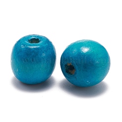ウッドビーズ  染め  ラウンド  ドジャーブルー  16~16.5x15~15.5x14.5mm  穴：4~4.5mm  833個/ 1000g&nbsp;WOOD-WH0030-09