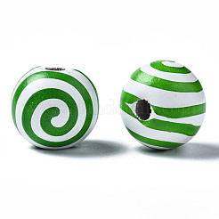 Painted Natural Wood European Beads&nbsp;WOOD-S057-030C