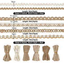 60m 6種類のジュートタッセルリボン  衣類用アクセサリー  ミックスカラー  1/4~1/2インチ（8~13mm）  10m /スタイル&nbsp;OCOR-PH0006-16