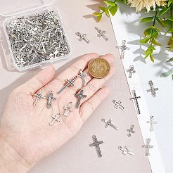 12袋12スタイルチベットスタイル合金ペンダント  クロス＆十字架クロス  アンティークシルバー  15~31x10~15.5x1~4mm  穴：1.2~2mm  10個/袋  1バッグ/スタイル&nbsp;FIND-NB0003-91