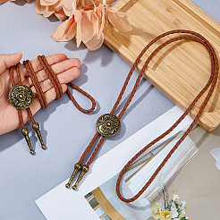 2Pcs Zinc Alloy Flower Bolo Tie Necklaces&nbsp;NJEW-DC0001-27