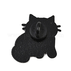 猫エナメルピン  バックパックや衣類用の黒色合金製ラペルピンバック  ミックスカラー  31x30.5mm&nbsp;AL-CBA5B09-01C-EB