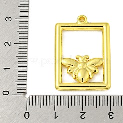 304ステンレスペンダント  蜂のチャームが付いた長方形  18KGP本金メッキ  29x20x3mm  穴：1.8mm&nbsp;STAS-Z085-11G
