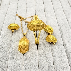 Hexagon Alloy Pendant Necklaces & Hoop Earrings & Cuff Bangles & Rings for Women&nbsp;FS-WG5B3B6-01