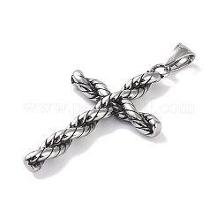 316サージカルステンレススチール製ビッグペンダント  クロスチャーム  アンティークシルバー  56.5x34x6mm  穴：8.5x5mm&nbsp;STAS-E212-22AS-01