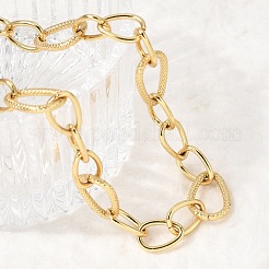 Brass Teardrop Link Chain Necklaces&nbsp;NJEW-L013-14G
