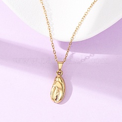 304ステンレススチール製ペンダントアズキチェーンネックレス（男女兼用）  18KGP本金メッキ  イオンプレーティング（ip）  カニの爪  18.11インチ（46cm）  ペンダント：20x8.5mm&nbsp;NJEW-K308-03A-G